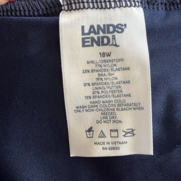 Lands End Tankini Swim Top Plus Size 18W V Neck Wrap Underwire Navy Polka Dot - Picture 5 of 11